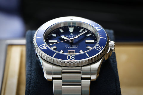 Monta Oceanking, 60-Minute Bezel, with Date, Blue Dial, Aluminum Bezel