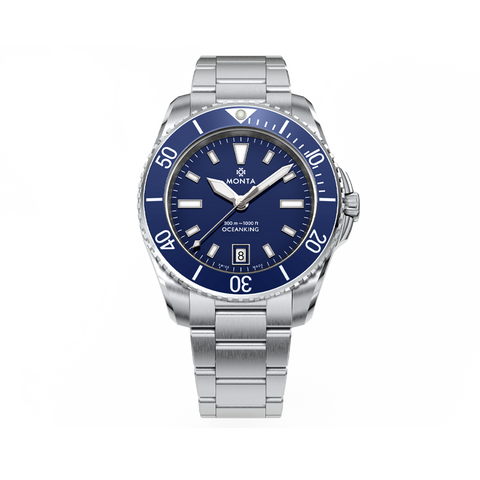 Monta Oceanking, 60-Minute Bezel, with Date, Blue Dial, Aluminum Bezel