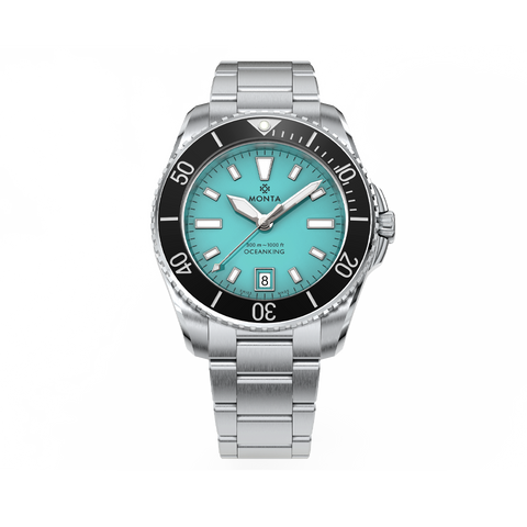 Monta Oceanking, 60-Minute Bezel, with Date, Turquoise Dial, Ceramic Bezel