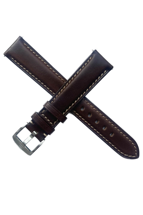 Beaucroft Dark Brown Horween Strap - Cream stitching